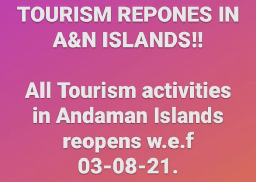 Announcement: Andaman Opens For Tourism From 03 August – SOP’s regarding COVID-19 testing for tourists coming to Andaman